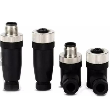 M12 Straight Angle IP67 4 5 8Pin AISG Sensor Connector PA66 Threaded Coupling