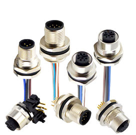 brass gold plated ip67 ip68 waterproof M12 Panel mount circular 8 pin connector for automation industry